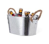 Regalisimos Cubo para Cervezas Metal con Abridor Enfriar Bebidas con Asa para fiestas bares y restaurantes (2, Metal con asa de cuerda)