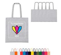 Regalix Shop - Tote bag personalizada - Pack 5 uds. 14 colores - Asas largas, 38 x 42 cm - Ideal para regalos, eventos y pequeños negocios - Bolsa tela personalizada resistente para compra (5, Gris)