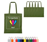 Regalix Shop - Tote bag personalizada - Pack 5 uds. 14 colores - Asas largas, 38 x 42 cm - Ideal para regalos, eventos y pequeños negocios - Bolsa tela personalizada resistente para compra (5, Kaki)