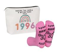 Regalo 50 cumpleaños mujer calcetines para 50 y 1976 bolsa de cosméticos Ideas de regalos para madre hermana mujeres, Rosa-30, Clásico