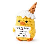 Regalo Aniversario Pareja Pato de Amor Tejido a Mano, Peluche Crochet con Mensaje Te Quiero Pato-da la Vida, Regalo Novio Original, Regalos Aniversario Pareja, Decoración Romántica para Hombre y Mujer