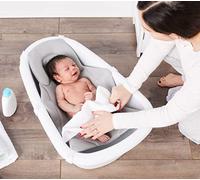 Regalo Baby Basics - Bañera 3 en 1 Grow with Me, ajustable a medida que tu bebé crece, incluye correa de malla de aire acolchada de espuma, gancho de secado,