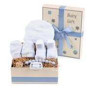 Regalo Bebé Recién Nacido Niño y Niña Con Set De Algodón, Chupete y Pinza De Silicona, Canastilla con Suavidad y Seguridad para Bebé, Cesta Personalizada (Azul)