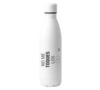 Regalo botella de acero frase divertida no me toques los huevos. Capacidad 790 ml. Cierre antigoteo. Color Blanco