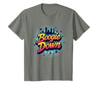 Regalo Bronx Boogie Down Retro para Amantes de la música Urbana Camiseta, Niños, Verde Militar Jaspeado, 6 años