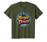 Regalo Bronx Boogie Down Retro para Amantes de la música Urbana Camiseta, Niños, Verde Oliva, 6 años