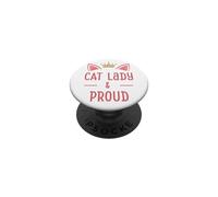 Regalo Cat Lady and Proud para Mujeres y Amantes de los Gatitos PopSockets PopGrip Adhesivo
