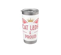Regalo "Cat Lady And Proud" para mujeres y amantes de los gatitos Vaso térmico de acero inoxidable de doble pared