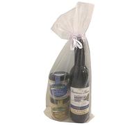 Regalo con botella miniatura de vino Señorío de los Llanos y dos tarritos de queso para celebraciones (Pack 24 ud)
