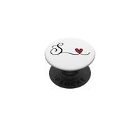 Regalo con Monograma de corazón Inicial S, PopSockets PopGrip Adhesivo