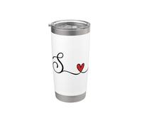 Regalo con monograma de corazón inicial S Vaso térmico de acero inoxidable de doble pared