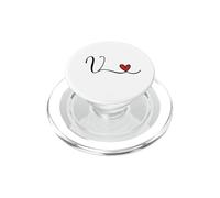 Regalo con Monograma de corazón Inicial V PopSockets PopGrip para MagSafe