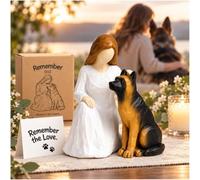 Regalo conmemorativo de pastor alemán por la pérdida de perro: regalo de | Figura hecha de resina de una niña y su leal pastor alemán, honrando el amor y los recuerdos preciados que compartieron.