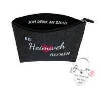 Regalo contra la nostalgia, bolsa de cosméticos de fieltro y llavero, apertura para nostalgia, regalo de regalo para mudanza, semestre o au pair, recuerdos de hogar