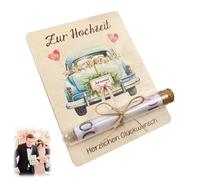 Regalo creativo de dinero para boda con tarjeta de madera y tubo transparente decorativo, incluye cinta de yute, ideal para recién casados y celebraciones románticas