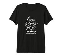 Regalo Cristiano de San Valentín-Love Never Fails versículo de la Camiseta Premium
