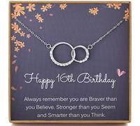 Regalo de 16 cumpleaños para niñas, collar infinito de plata de ley 925 creado con 16 circonitas cúbicas, regalo de joyería pensativo para niñas de 16 años, Medium, Plata esterlina, Cubic Zirconia