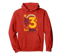 Regalo de 3er cumpleaños de Three Little Years of Sunshine Sudadera con Capucha, Unisex para Adultos, Rojo, XL