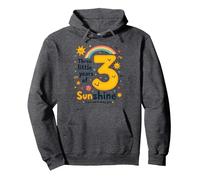 Regalo de 3er cumpleaños de Three Little Years of Sunshine Sudadera con Capucha, Unisex para Adultos, Jaspeado Oscuro, L
