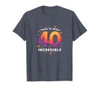 Regalo de 40 cumpleaños: años de celebración increíble Camiseta, Hombre, Azul Jaspeado, S