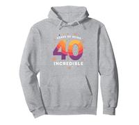 Regalo de 40 cumpleaños: años de celebración increíble Sudadera con Capucha, Unisex para Adultos, Gris Jaspeado, XL
