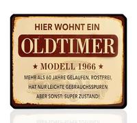 Regalo de 60 cumpleaños para hombre - AQUÍ VIVE UN COCHE CLÁSICO - Divertido cartel de madera con frase - Regalos divertidos para hombres por su 60 cumpleaños, Día del Padre y Navidad