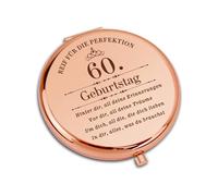 Regalo de 60 cumpleaños para mujer, exquisito regalo personalizado para 60 cumpleaños para mujeres, espejo de maquillaje plegable compacto con chapado en oro rosa, perfecto para mujeres, novias o
