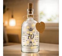 Regalo de 70 cumpleaños, Botella de Vidrio LED con Corcho, Regalo de Cumpleaños Hombre Mujer, Botella de Vidrio Luminosa con Deseos