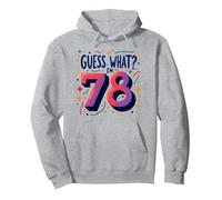 Regalo de 78 cumpleaños Guess What? Sorpresa de celebración Sudadera con Capucha, Unisex para Adultos, Gris Jaspeado, L