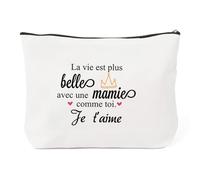 Regalo de abuela, idea de regalo para fiesta de las madres personalizada, Navidad, cumpleaños, mujer, ideal para regalos para las mere abuela, gran padre original, bolsa de maquillaje, beige