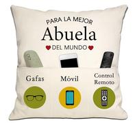 Regalo de Abuela para Nieta y Nieto - Fundas de Cojín 18x18 Pulgadas con 3 Bolsillos - Mejor Abuela del Mundo - Para Cumpleaños y Día de la Madre