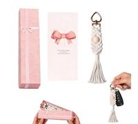 Regalo de Agradecimiento para Mujer con Llavero Macramé Hecho a Mano, Tarjeta Personalizable y Caja de Regalo - Detalle Especial para Mejor Amiga o Persona Favorita