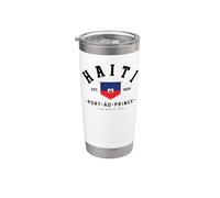 Regalo de amigo de Haití Bandera de Haití Puerto Príncipe Regalo de Haití Vaso térmico de acero inoxidable de doble pared