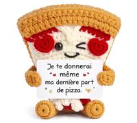 Regalo de amor para hombre y mujer, decorativo de ganchillo artesanal en forma de pizza, regalo para pareja original, te daré incluso mi última porción de pizza, regalos para pareja (7,2 x 8 x 3 cm)