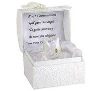 Regalo de ángel de la Guarda de la Primera Comunión, Vidrio soplado a Mano y Dorado Dorado