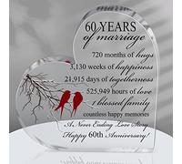 Regalo de años de matrimonio, aniversario de boda, corazón, recuerdo de matrimonio, regalo para parejas, padres, mujeres, mamá, marido, esposa (60 años)