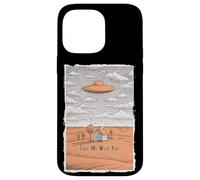 Regalo de Arte de Ciencia ficción Vintage con Grabado en Madera OVNI Alien Abduction Carcasa para iPhone 14 Pro MAX