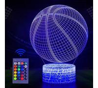 Regalo de baloncesto para niños, Luz de Noche 3D, Lámpara de Estado de ánimo Táctil de Ilusión Óptico LED con Control Remoto, Regalos de Juguete de para Niños Niñas, 16 Colores que Cambian Decoración