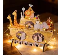 Regalo de bautizo Arca de Noé de madera, 1 unidad tarjeta de bautizo para regalo de dinero para bautizo, regalo de dinero para niñas y niños, regalo de bautizo para ahijado, comunión y cumpleaños