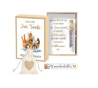 Regalo de bautizo con tarjeta de felicitación para bautizo, regalo creativo para dinero, caja de regalo con tubo de ensayo de plástico y bolsa de yute con cordón