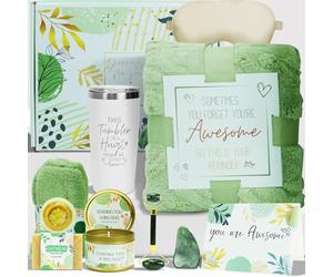 Regalo de bienestar para mujer - Caja de spa de relajación con tapa - Regalo Get Well Soon, cumpleaños, pensamiento para ti, día de la madre original para esposa, mamá, hermana, amiga - verde