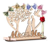 Regalo de boda de madera, dinero para novios con luces de cadena de luz, regalo de dinero, tarjeta de boda, regalo de boda, regalo en forma de corazón, para adultos (color)