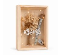 Regalo de boda para los novios - elegante caja de regalo con flores secas, tubo de ensayo y guirnalda de luces, Un regalo de boda original para parejas