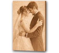 Regalo de Boda Personalizado con Foto y Texto en Madera Natural - Cuadro Personalizado para Novios Grabado con Imagen y Dedicatoria, Detalle Original para Recién Casados, Recuerdo Único