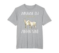 Regalo de Cabra: «Zuhause ist wo my Cabras están Camiseta, Hombre Tallas Grandes, Gris Jaspeado, 2X Alto