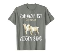 Regalo de Cabra: «Zuhause ist wo my Cabras están Camiseta, Hombre, Verde Militar Jaspeado, S
