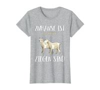 Regalo de Cabra: «Zuhause ist wo my Cabras están Camiseta, Mujer, Gris Jaspeado, M