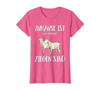 Regalo de Cabra: «Zuhause ist wo my Cabras están Camiseta, Mujer, Rosa Jaspeado, XL