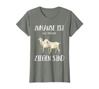 Regalo de Cabra: «Zuhause ist wo my Cabras están Camiseta, Mujer, Verde Militar Jaspeado, XXL