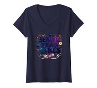 Regalo de celebración de graduación de Senior Year Vibes Camiseta Cuello V, Mujer, Azul Marino, L